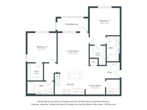 a floor plan of a bedroom apartment